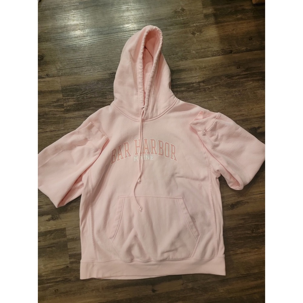 Artforms Bar Harbor Maine Hoodie Pink Graphic Pullover Sweatshirt Large